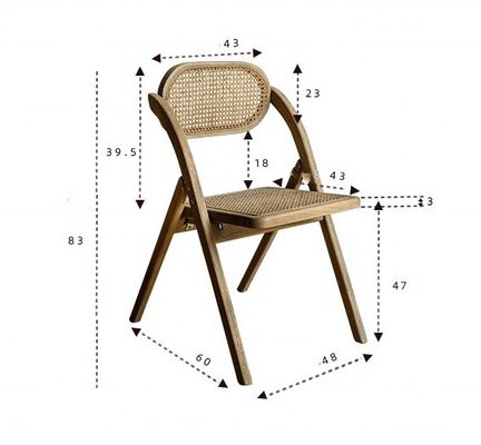 Rustikales Massivholz Rattan Klappstühle für Veranstaltungen Optionale Farben und langlebiges Design
