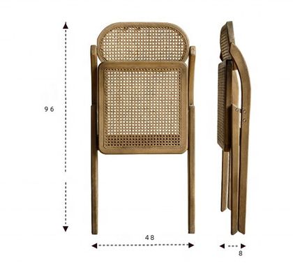 Rustikales Massivholz Rattan Klappstühle für Veranstaltungen Optionale Farben und langlebiges Design