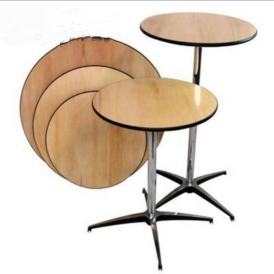 Maßgeschneiderte Farbe Holzquadrat Runder Tisch mit Metallrahmen für Restaurantcocktails im modernen, einfachen nordischen Design