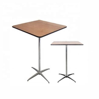 Maßgeschneiderte Farbe Holzquadrat Runder Tisch mit Metallrahmen für Restaurantcocktails im modernen, einfachen nordischen Design