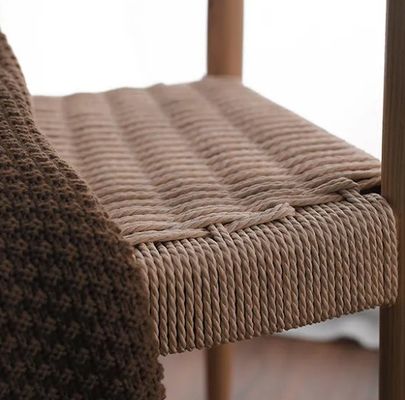 Woven Cord Seat Nordischer Sessel für Wohnzimmer Tagungsraum W59*D47*H73CM Lackierte Oberfläche Modernes Holz