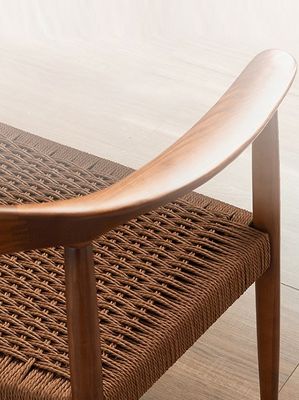 Woven Cord Seat Nordischer Sessel für Wohnzimmer Tagungsraum W59*D47*H73CM Lackierte Oberfläche Modernes Holz