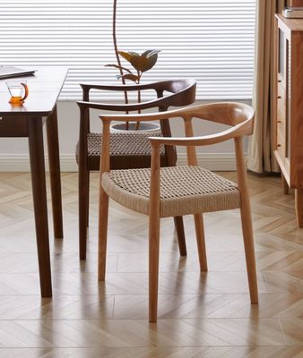 Woven Cord Seat Nordischer Sessel für Wohnzimmer Tagungsraum W59*D47*H73CM Lackierte Oberfläche Modernes Holz
