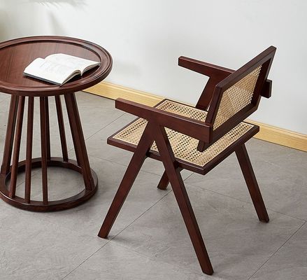 Moderne Design-Stil Speisesaal Möbel Luxus Rattan Massivholz Restaurantstuhl mit Armlehne