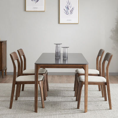Individuelle Designs Design Stil Elegante nordische Massivholz-Esstuhl mit PU-Leder-Sitz