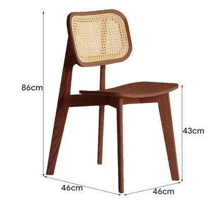 Restaurantsessel W46*D46*H86CM Vintage Rattan Massivholz Esszessel für Wohnmöbel