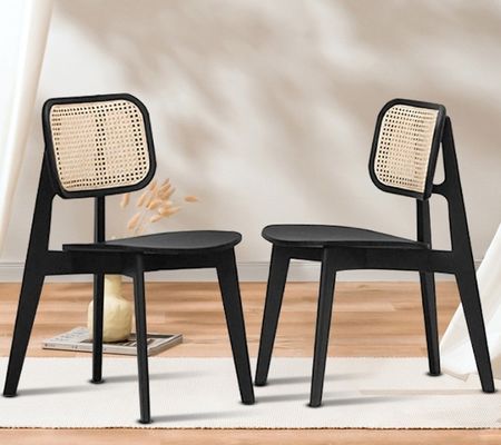 Restaurantsessel W46*D46*H86CM Vintage Rattan Massivholz Esszessel für Wohnmöbel