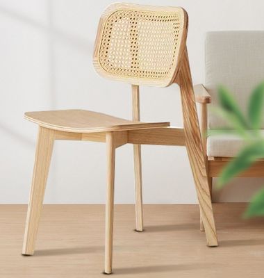 Restaurantsessel W46*D46*H86CM Vintage Rattan Massivholz Esszessel für Wohnmöbel