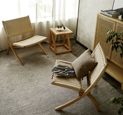 Leichte Eleganz Lackierte Veredelung Nordic Classical Woven Cord Massivholz Klappstuhl für Wohnzimmer
