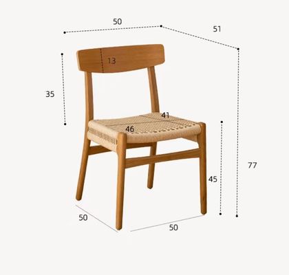 Moderne aus Massivholz gewebte Esszessel für Hotelrestaurant W50*D50*H77 cm Postverpackung Y