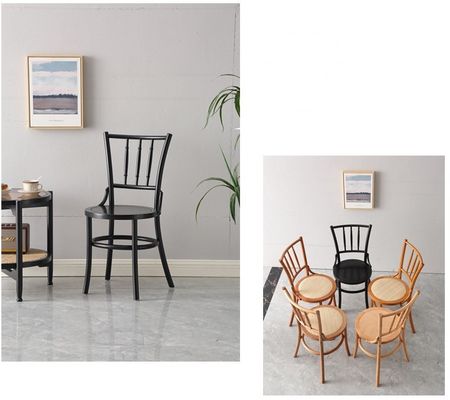 Modern Design Rattan und Massivholz Esszessel für Restaurant W36*D42*H88 cm