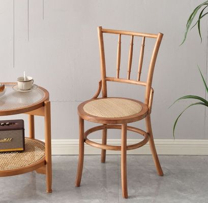 Modern Design Rattan und Massivholz Esszessel für Restaurant W36*D42*H88 cm