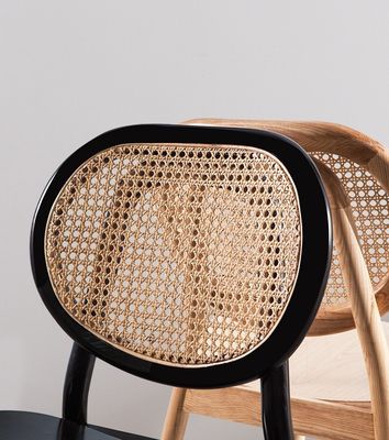 Vintage Luxus Hotel Rattan Massivholzmöbel Esszessel für Restaurant in Schwarz