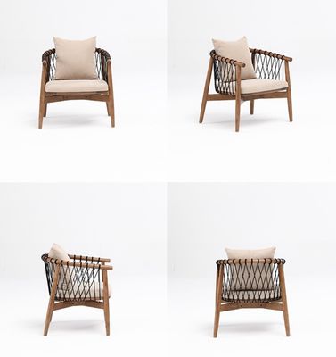 Postverpackung Y Nordic Lounge Holzsofa Freizeitstuhl Gewebtes Seil Massivholzstuhl mit Armlehne für Hotel
