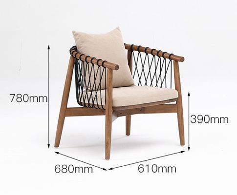 Postverpackung Y Nordic Lounge Holzsofa Freizeitstuhl Gewebtes Seil Massivholzstuhl mit Armlehne für Hotel