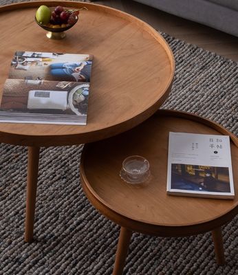 Modernes Design Nordic Massivholz Rundende Kaffeetisch für Wohnzimmer OEM Service akzeptiert