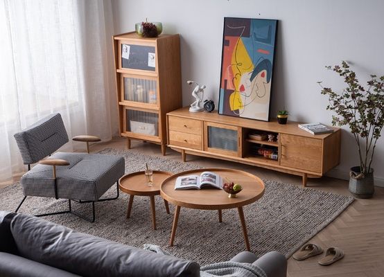 Modernes Design Nordic Massivholz Rundende Kaffeetisch für Wohnzimmer OEM Service akzeptiert
