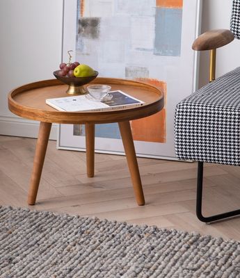 Modernes Design Nordic Massivholz Rundende Kaffeetisch für Wohnzimmer OEM Service akzeptiert