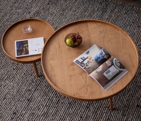 Modernes Design Nordic Massivholz Rundende Kaffeetisch für Wohnzimmer OEM Service akzeptiert