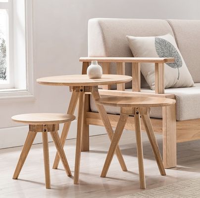 Modernes Design rundes Kaffeetisch aus massivem Holz für das Wohnzimmer W32/40/50*D32/40/50*H30/40/51CM