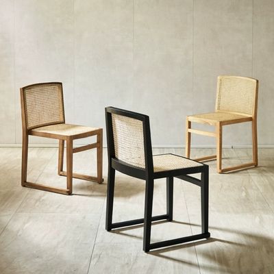 Postverpackung Festiger Speisesessel aus massivem Holz mit modernem Design und stapelbarem Rattan