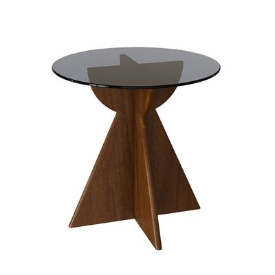 Massivholz rundes Seitenglas Tischbrett Kaffeetafel für Wohnzimmer Design Allgemeine Wohnmöbel Lackierte Oberfläche