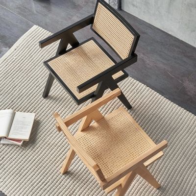 Esszimmermöbel Nordic Luxus Vintage Rattan Stuhl Balkon Freizeit Klappstuhl Holzstuhl mit Postverpackung