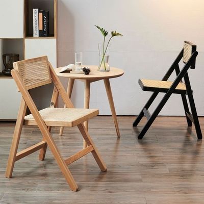 Esszimmermöbel Nordic Luxus Vintage Rattan Stuhl Balkon Freizeit Klappstuhl Holzstuhl mit Postverpackung