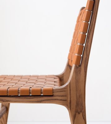 Postverpackung N Moderne PU-Ledersitz und Rücken Holz-Esstuhl mit/ohne Armlehne