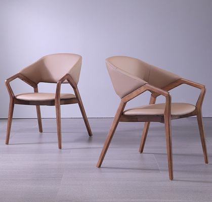 2023 Design Modernes Massivholz PU Leder Esszimmer Restaurant Stuhl für Wohnmöbel Allgemeine NO Falten