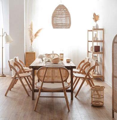 Moderner Massivholz-Rattan-Esstuhl japanischer Stil für moderne Innenräume und Restaurants
