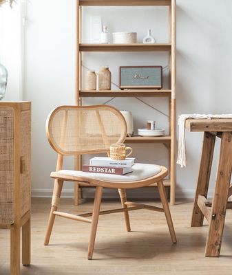 Moderner Massivholz-Rattan-Esstuhl japanischer Stil für moderne Innenräume und Restaurants