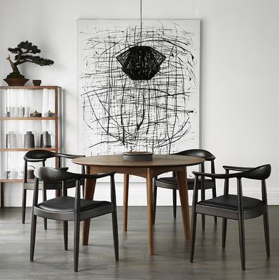 PU-Leder-Sitz Holz-Esstuhl W61*D55*H76CM für moderne nordische Design-Restaurants im Jahr 2023