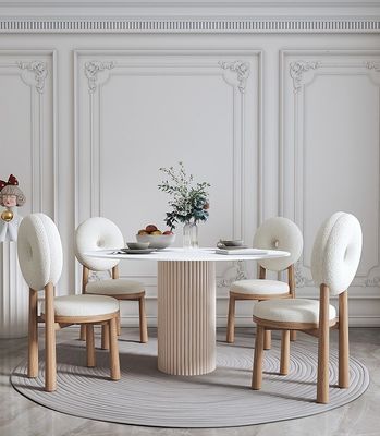 Esszimmermöbel Massivholz Lammwolle Donut Stuhl für modernes Essen im nordischen Design in Restaurants und Cafés