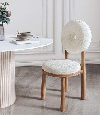 Esszimmermöbel Massivholz Lammwolle Donut Stuhl für modernes Essen im nordischen Design in Restaurants und Cafés