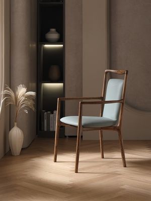 Zuhause Möbel Allgemein italienisches Design Moderne Massivholz PU Leder Esszimmer Restaurant Stuhl mit Armlehne