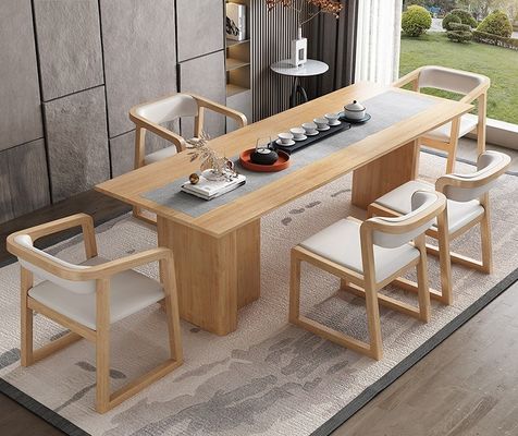 Möbel für das Esszimmer Modernes Design Massivholz Baumwolle und Leinen/PU-Lederstuhl mit Armlehne und Kissen für das Restaurant