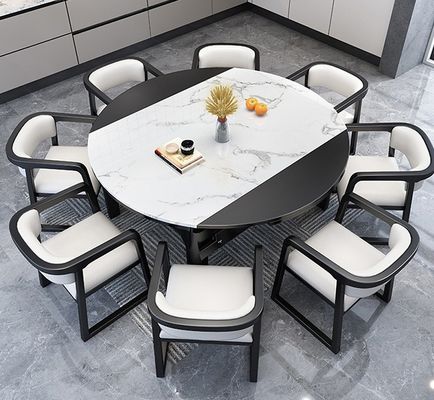 Möbel für das Esszimmer Modernes Design Massivholz Baumwolle und Leinen/PU-Lederstuhl mit Armlehne und Kissen für das Restaurant
