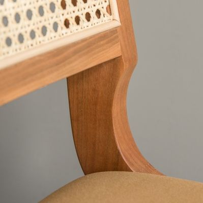 Moderne Polsterstühle aus Naturrattan aus Massivholz Esszimmerstuhl für Restaurant Hotel