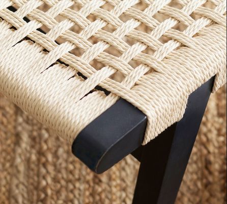 Moderne Holzgewebte Schnur Massivholz Wohnzimmerstuhl Freizeitstuhl Für Raffinesse im nordischen Design