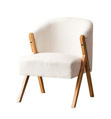 Holz Lammwolle Esszessel im modernen nordischen Stil W60*D68*H77CM perfekt für Wohnzimmer Nagelsalon und Esszimmer