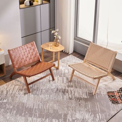 Massivholz gewebter Sofa mit Schnur Single Sofa Stuhl Kombination von Stil und Funktion für Wohnzimmermöbel