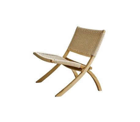 Hotel Wohnzimmermöbel Nordischer Stil Massivholz Freizeitstuhl mit Gewebter Schnur und Klappdesign