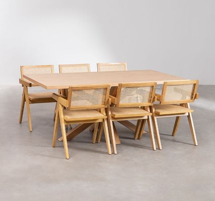 Anpassen Natürliche robuste Rattan-Bedeckungsmaterial Moderne Massivholz Esszessel für Restaurant Hotel