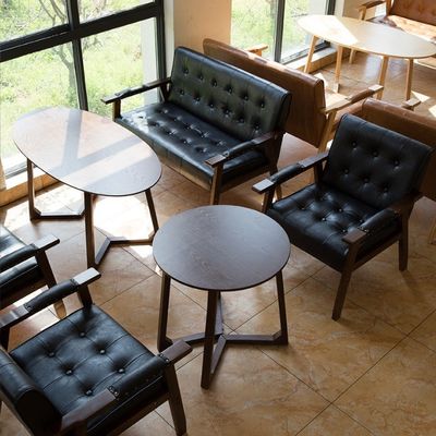Moderne Holz PU Leder Cafe Sofa Stuhl italienischer Luxus Design Stil für Esszimmer Restaurant