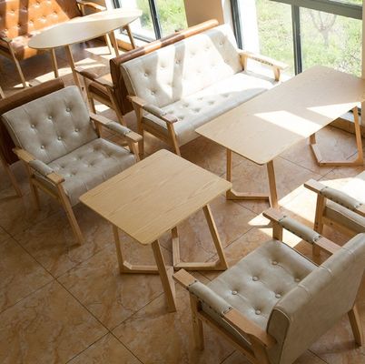 Moderne Holz PU Leder Cafe Sofa Stuhl italienischer Luxus Design Stil für Esszimmer Restaurant