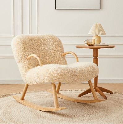 Nordic Special Modern Design Massivholz Asche Rahmen Material Lammwolle Polster Freizeit Wohnzimmer Stuhl für Schlafzimmer