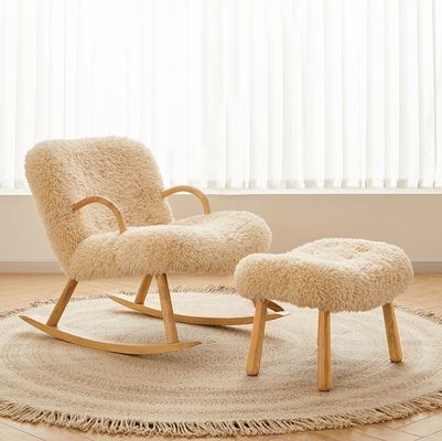 Nordic Special Modern Design Massivholz Asche Rahmen Material Lammwolle Polster Freizeit Wohnzimmer Stuhl für Schlafzimmer