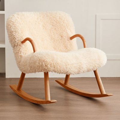 Nordic Special Modern Design Massivholz Asche Rahmen Material Lammwolle Polster Freizeit Wohnzimmer Stuhl für Schlafzimmer