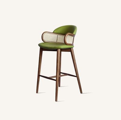 Moderne Holzbars Stühle Rattan Hohe Barhocker für die Küche Esszimmer Restaurant Grün/Orange und Gewerbemöbel